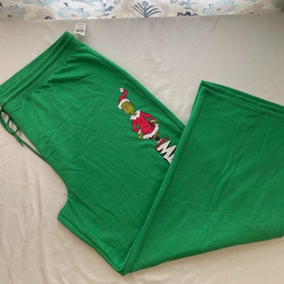 The Grinch Pants - Lounge -Sweat Pants 3X Christmas The Grinch "Merry Whatever" Green Plus Size NWT